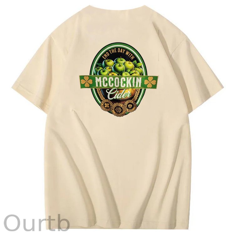 Mccuckin Cider Print Pattern Crew Neck T-Shirt