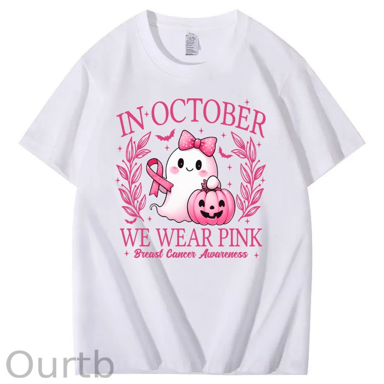 In October We Wear Pink Pattern100% Cotton T-Shirt
