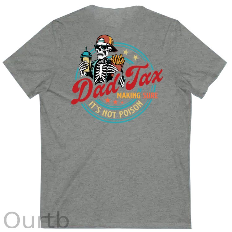 Dad Tax Pattern Print 100%Cotton V Neck T-Shirt