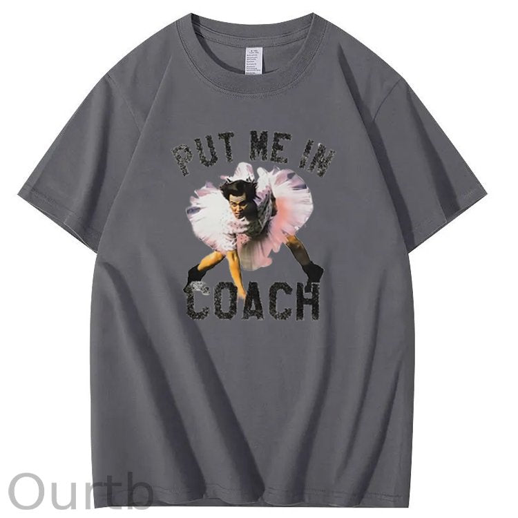 Funny Put Me in Coach Jim Carey Pattern Crew Neck T-Shirt