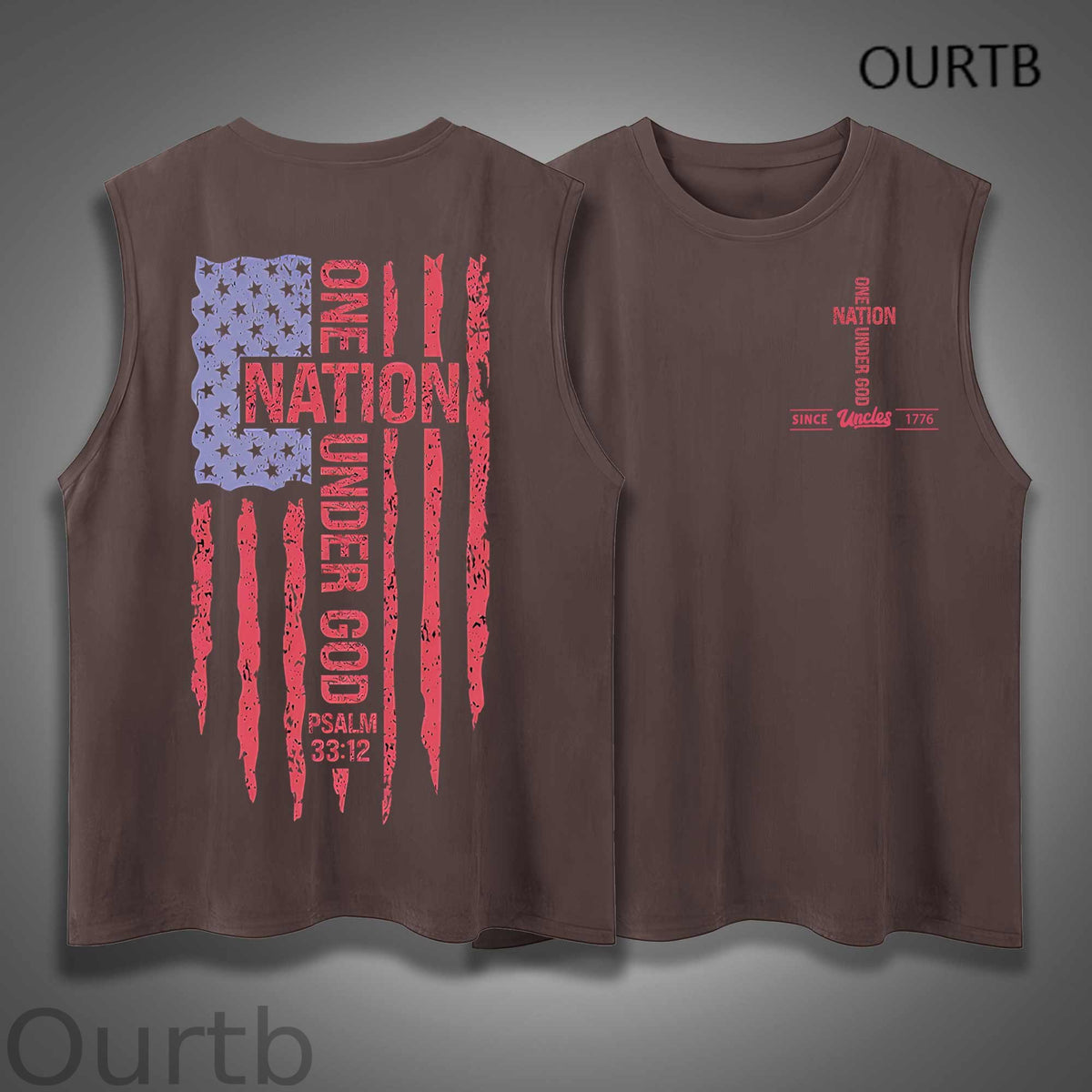 Uncle Since 1776 One Nation Under God USA Independence Day Funny Adult Discomfort Art Print Cotton Sleeveless Tank Tops