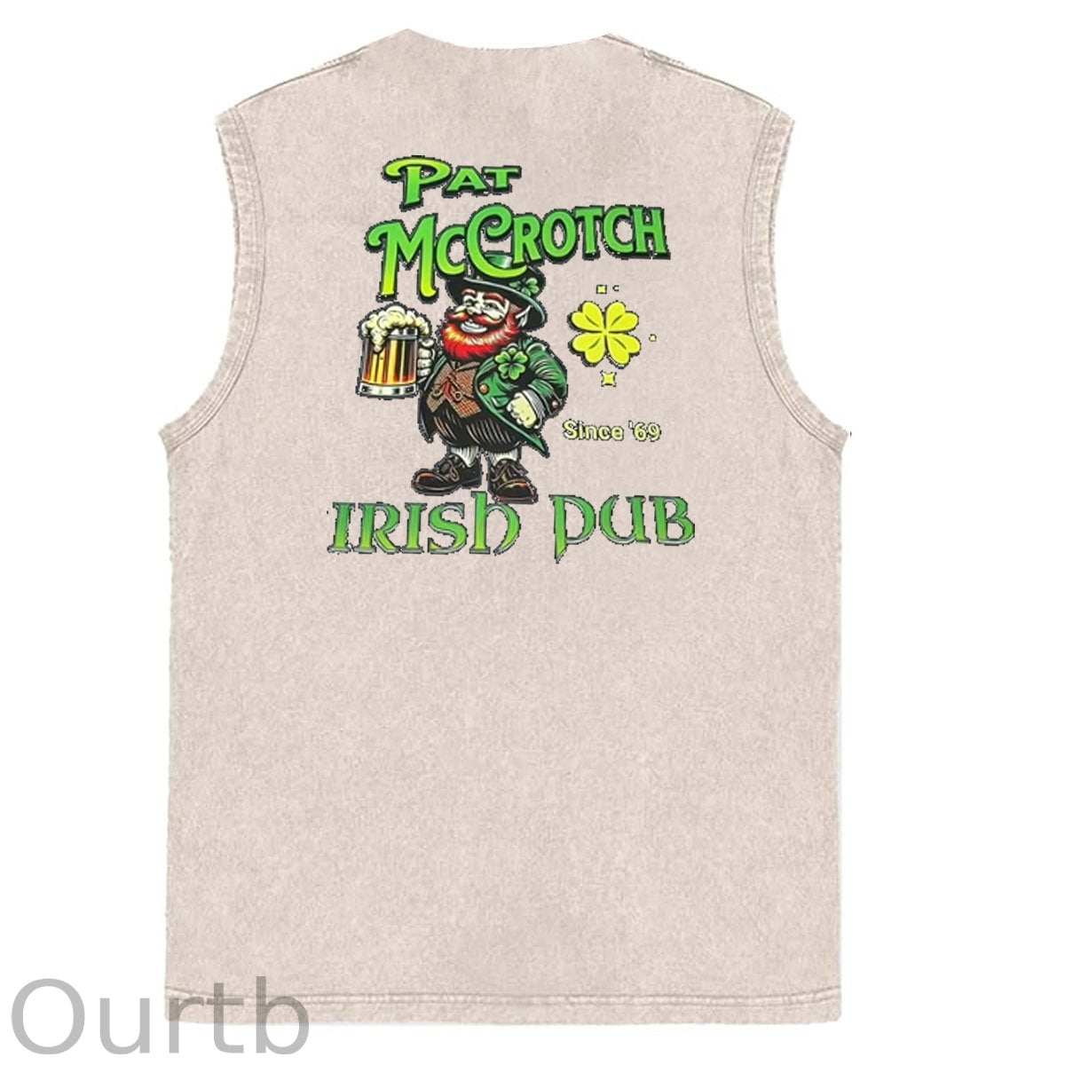 St Patrick'S Day Pat Pattern Print Sleeveless Cotton Washed Printed Loose Vest