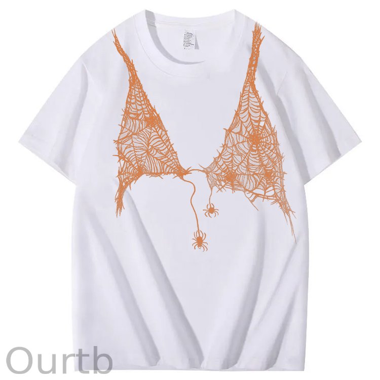 Halloween Fun Spider Web Bra Pattern Pattern Print 100%Cotton T-Shirt