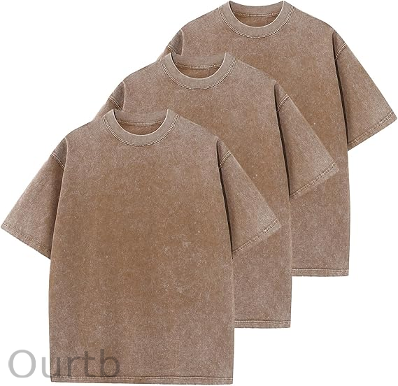 Men's Cotton T-Shirts Oversized Unisex Short Sleeves Casual Loose Wash Solid Basic Tee Tops