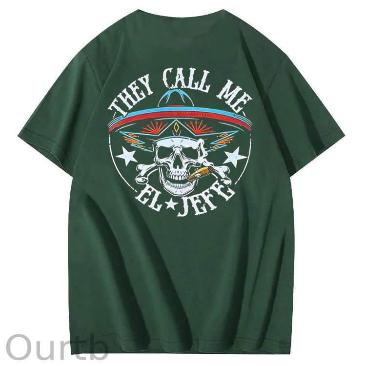 They Call Me El Jefe Pattern 100&Cotton Print T-Shirt