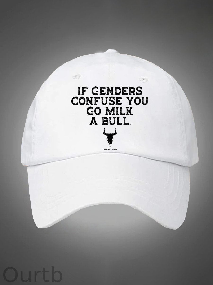 If Genders Confuse You Go Milk A Bull Pattern Washed Hats