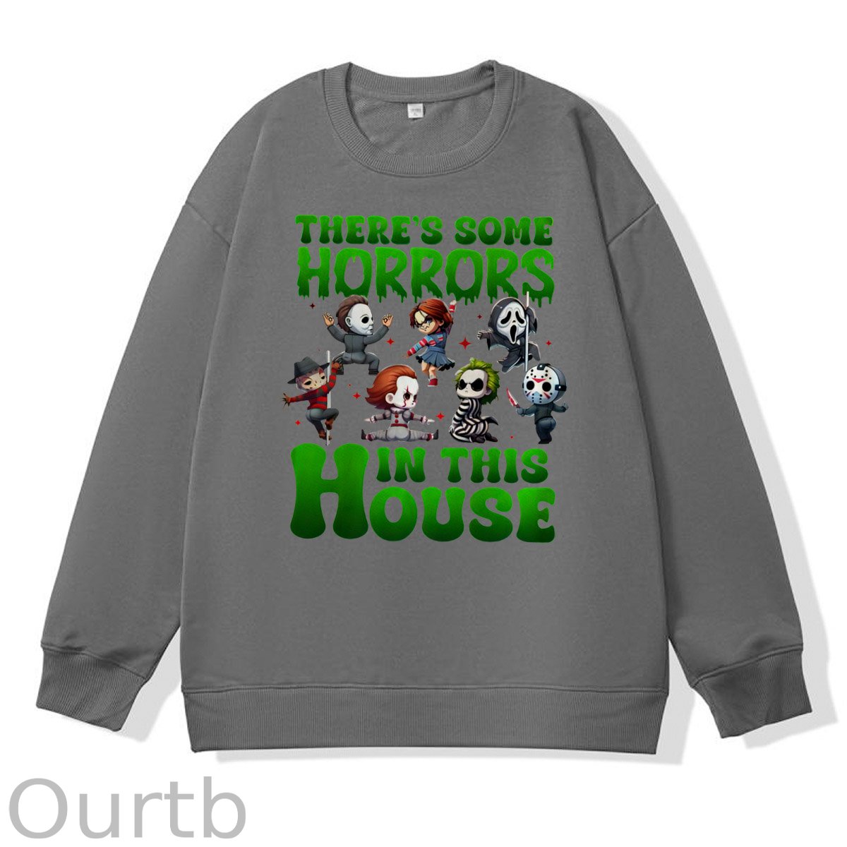 Halloween There Some Horrors In This House Pattern 100% 300g CottonCrew Neck Sweatshirt