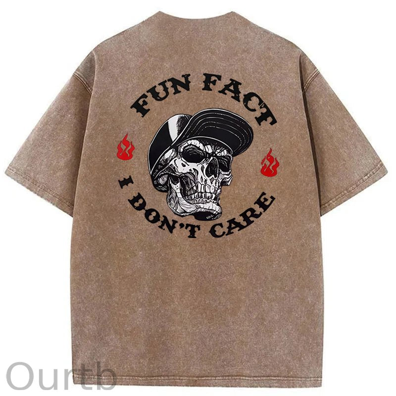 Fun Fact I Don't Care Washed Cotton T-Shirt