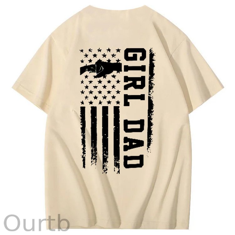 Girl Dad Pattern Print 100%Cotton T-Shirt
