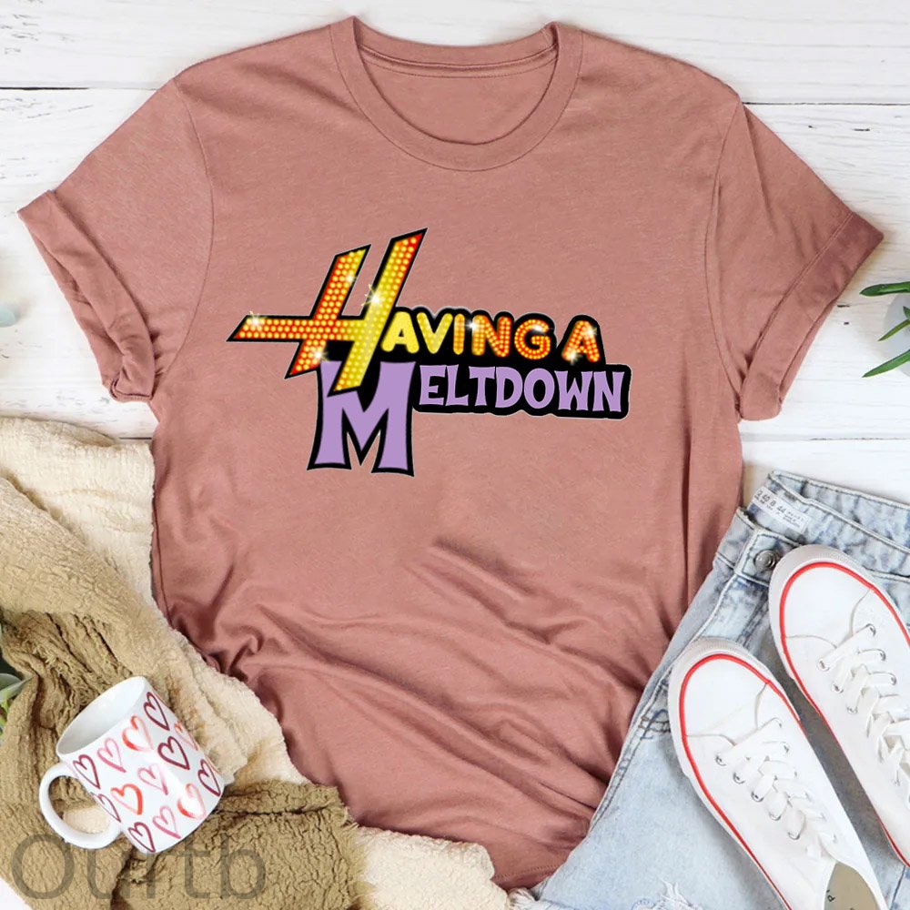 Women's Having A Meltdown Pattern Round-Neck T-Shirt