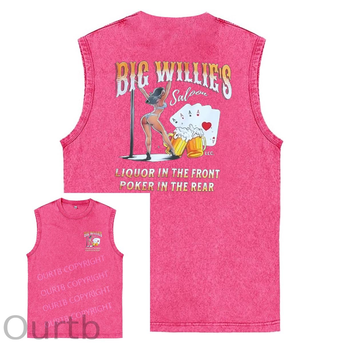 Big Willie's Pattern Print Sleeveless Cotton Washed Printed Loose Vest