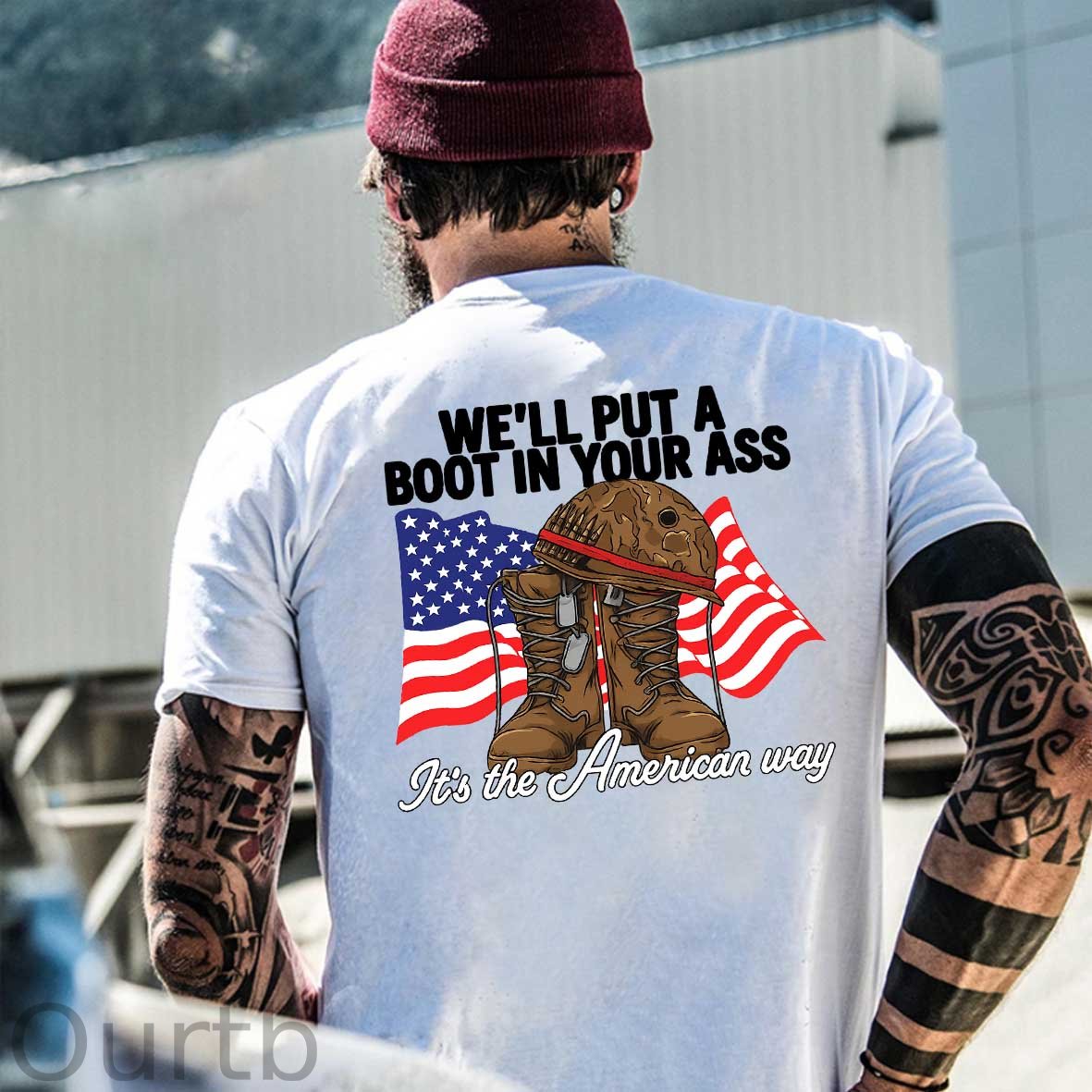 We'll Put A Boot In Your Ass Pattern Print 100%Cotton T-Shirt