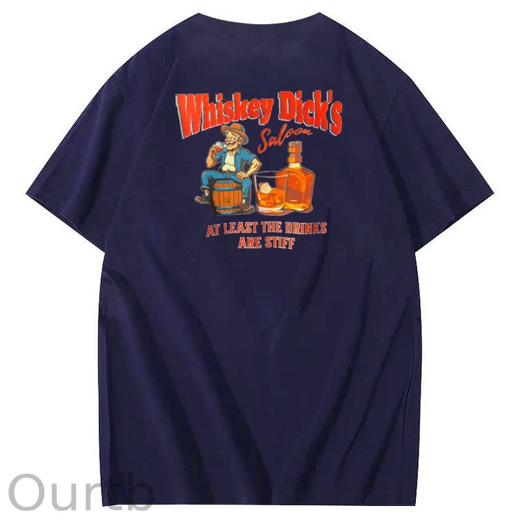 Whiskey Dick's Print Pattern Crew Neck T-Shirt