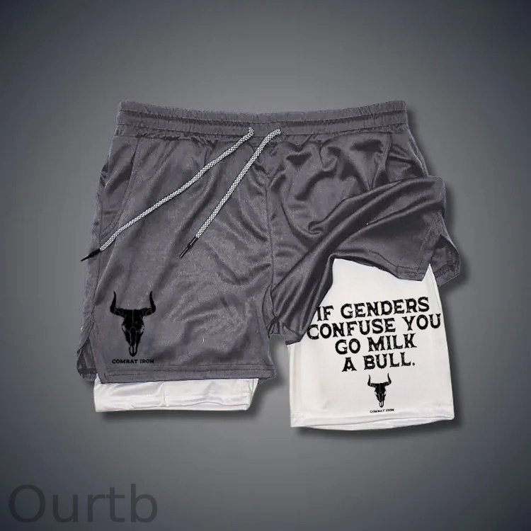 If Genders Confuse You Go Milk A Bull Print Shorts Pants