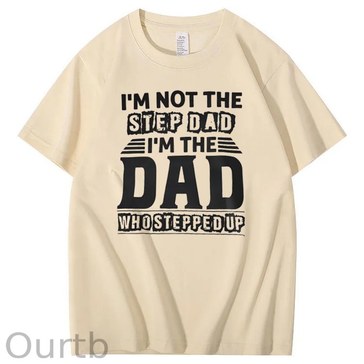 Not Step Dad Pattern Print Crew Neck T-Shirt