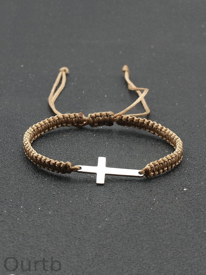 Simple Stainless Steel Cross Braided Bracelet