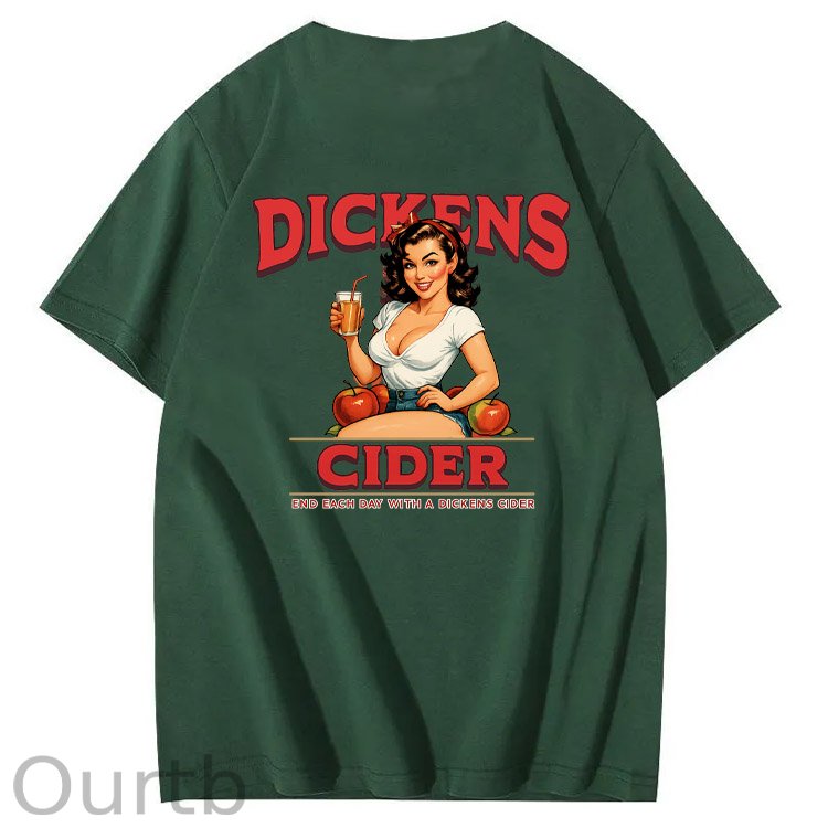 End Each Day With A Dicknes Cider Pattern Print 100%Cotton T-Shirt