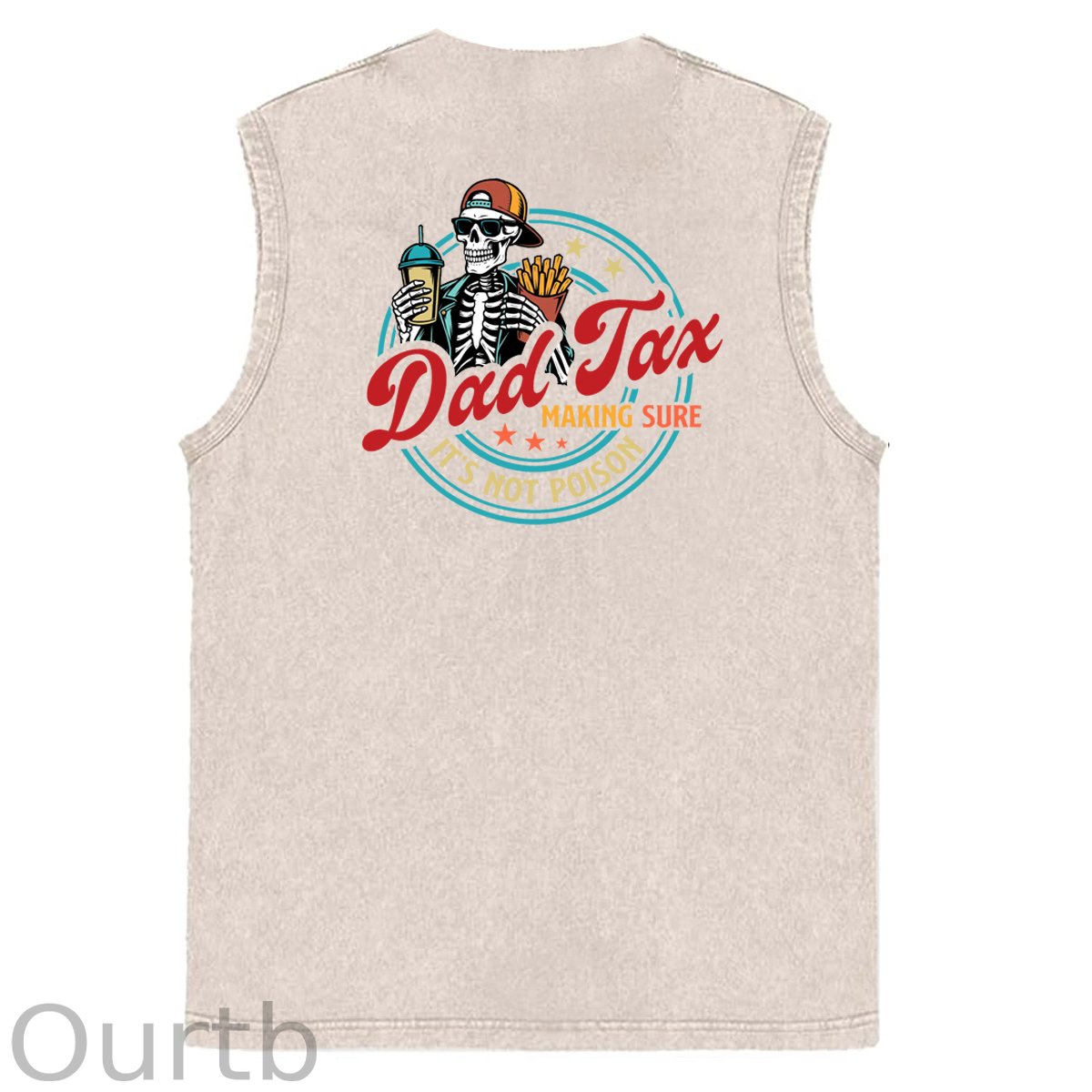 Dad Tax Pattern Sleeveless Cotton Washed Printed Loose Vest