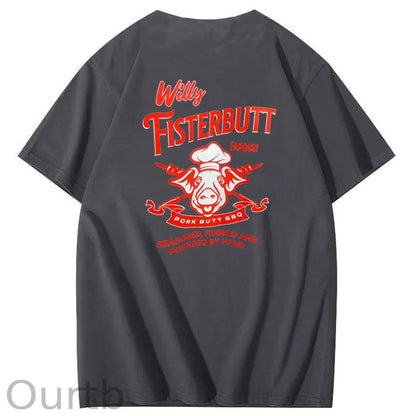Willy Fisterbutt Pattern Printing Print Crew Neck T-Shirt