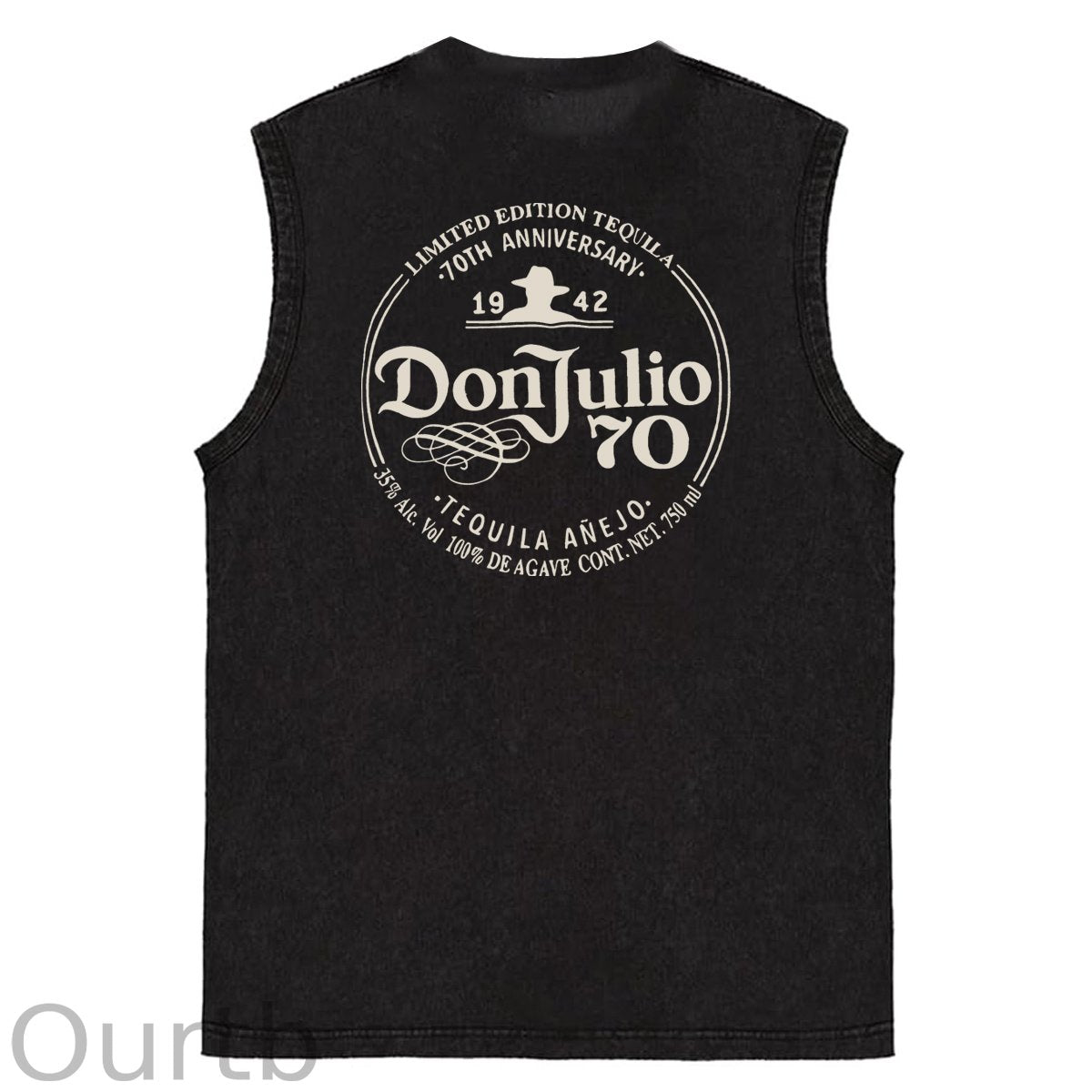 70th Anniversary Pattern Sleeveless Cotton Washed Printed Loose Vest