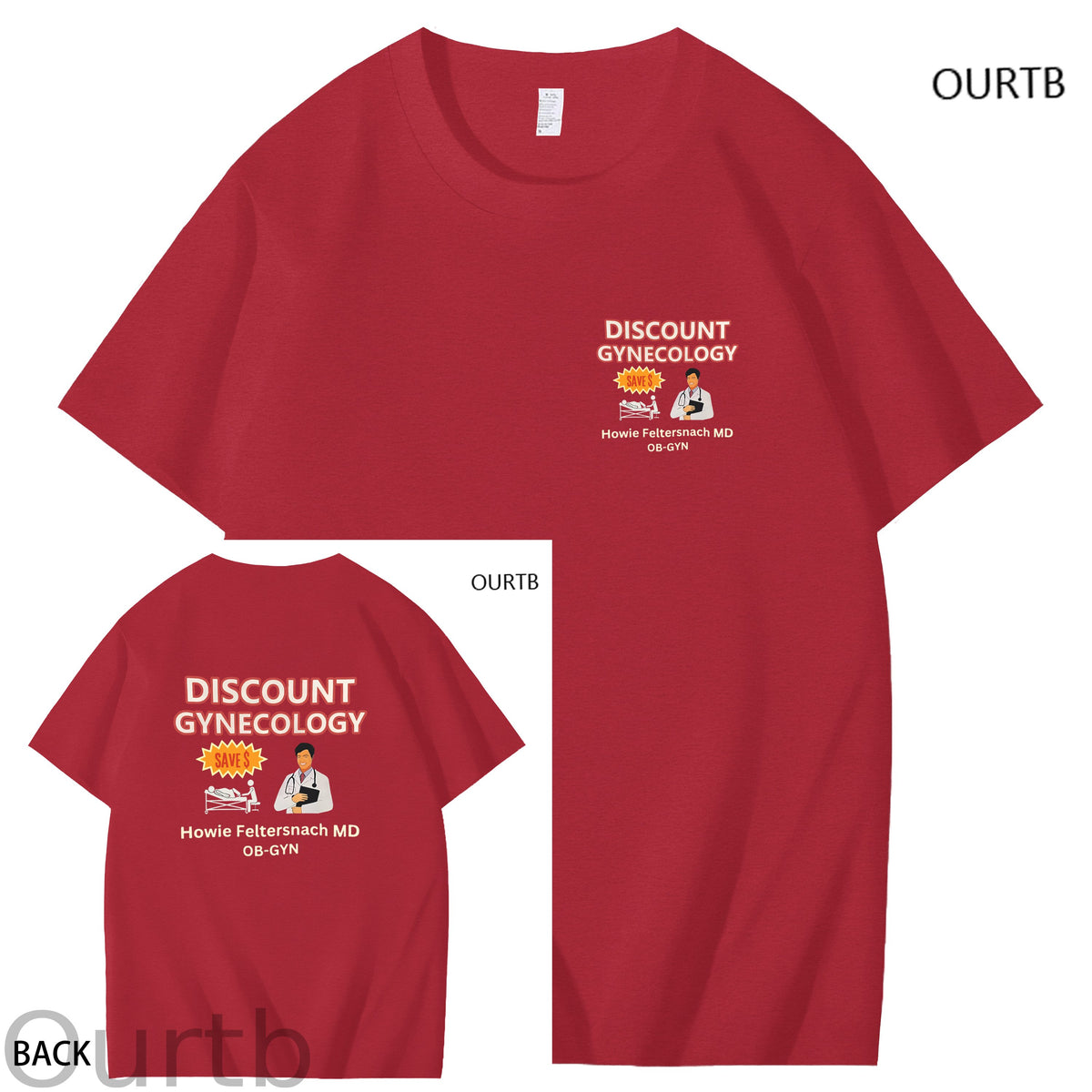 Discount Gynecology Howie Feltersnach MD OB-GYN Art Pattern Print T-Shirt
