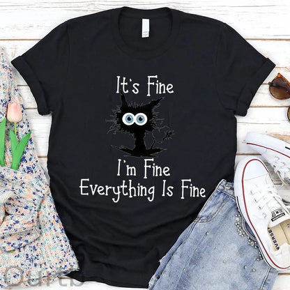 Everything Is Fine Pattern Round-Neck T-Shirt