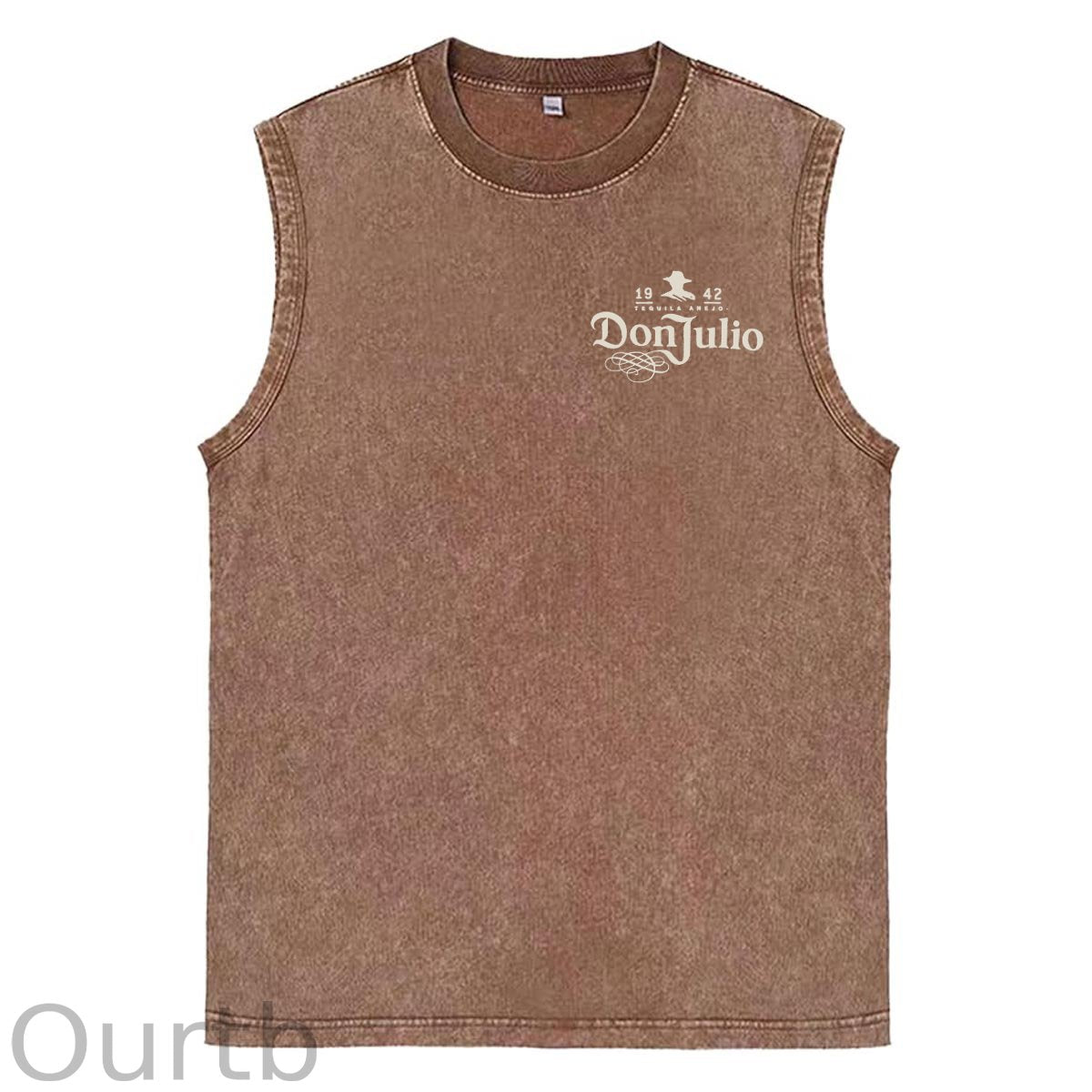 70th Anniversary Pattern Sleeveless Cotton Washed Printed Loose Vest