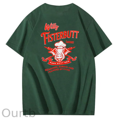 Willy Fisterbutt Pattern Printing Print Crew Neck T-Shirt