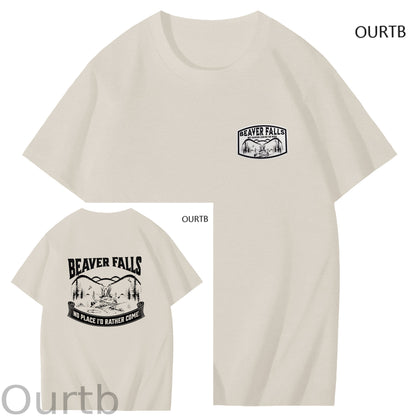 Beaver Falls No Place I'd Rather Come Funny Adoult Art Pattern Print T-Shirt