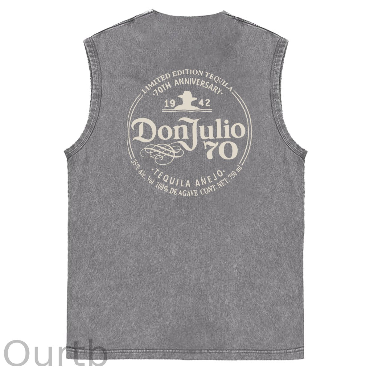 70th Anniversary Pattern Sleeveless Cotton Washed Printed Loose Vest