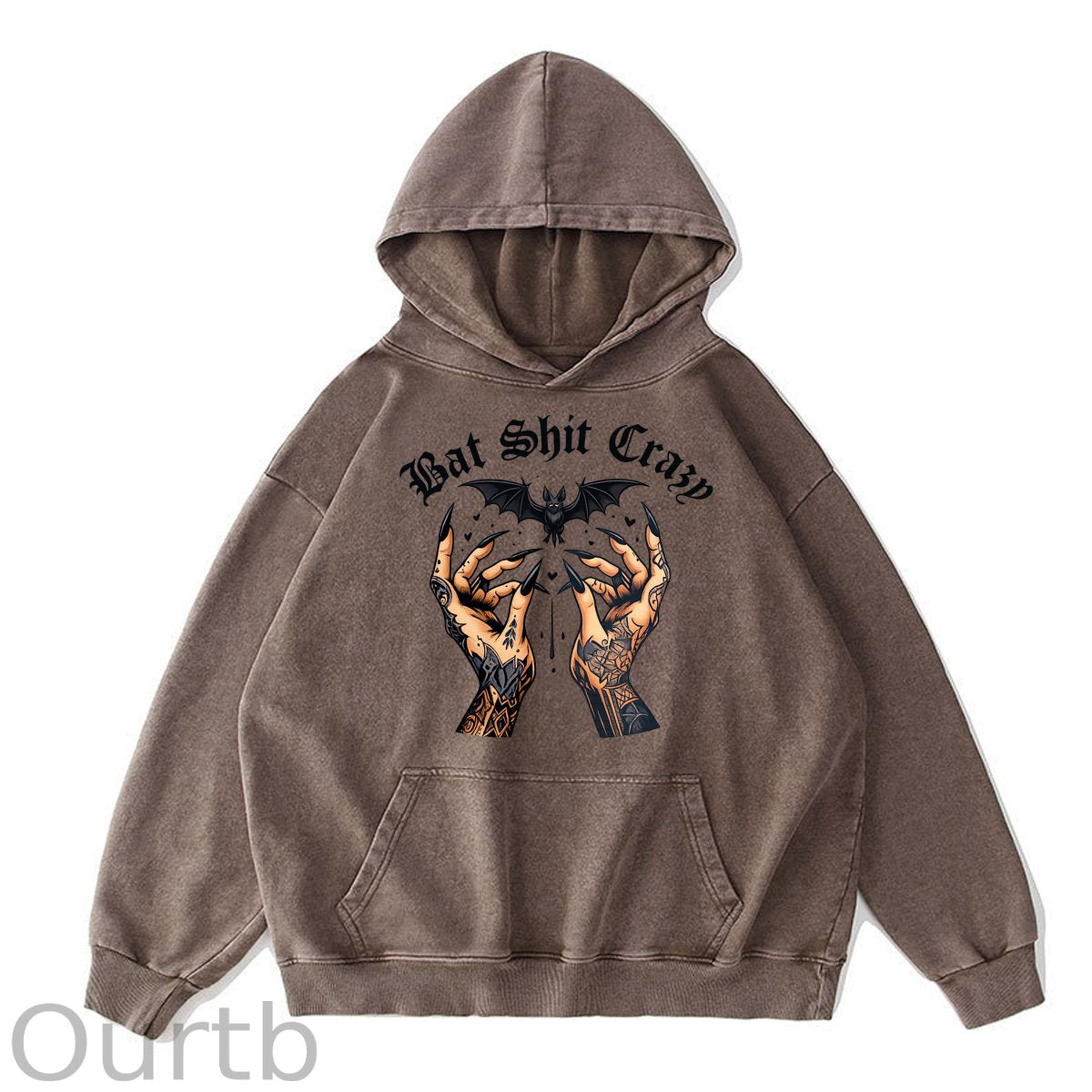 Bat Shit Crazy Pattern Washing And Aging Process 100% 300g Cotton Classic Hoodie