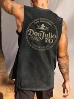 70th Anniversary Pattern Sleeveless Cotton Washed Printed Loose Vest