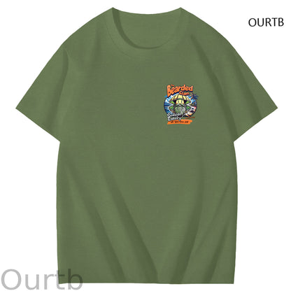 Bearded Calm Seaside Eatery Art Pattern Print T-Shirt
