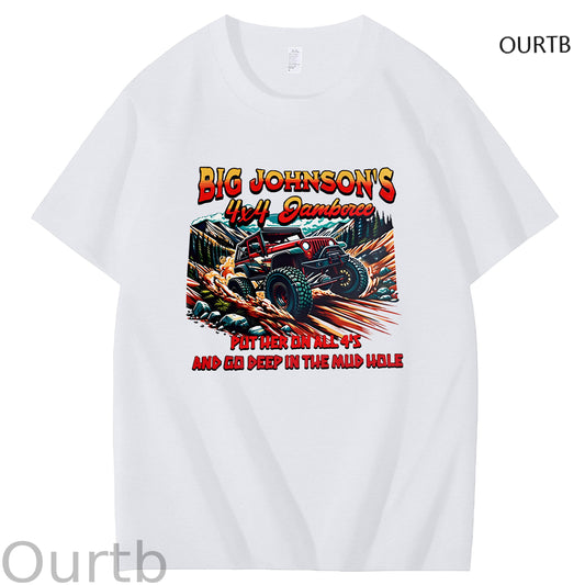 Big Johnson's Put Her On All 4's And Go Deep In The Mud Hole Art Pattern Print T-Shirt