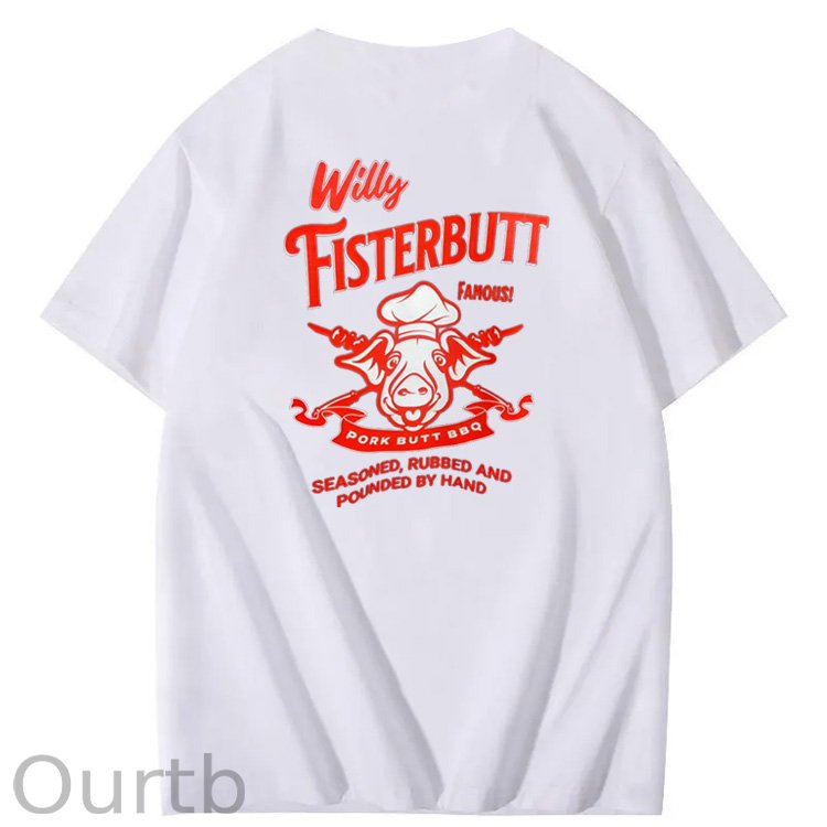 Willy Fisterbutt Pattern Printing Print Crew Neck T-Shirt