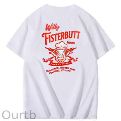 Willy Fisterbutt Pattern Printing Print Crew Neck T-Shirt
