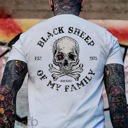BALCK SHEEP OF MY FAMILY Skull Black Print T-shirt