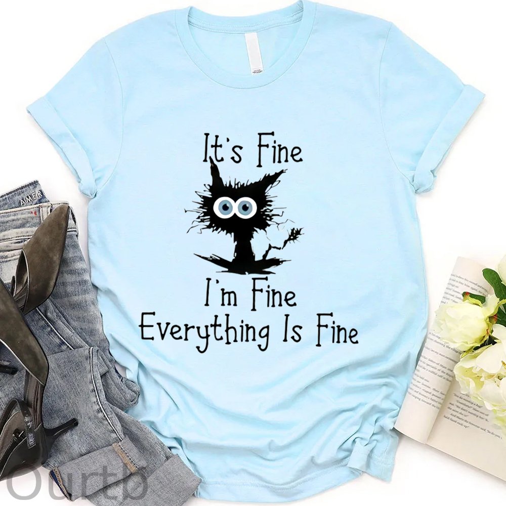 Everything Is Fine Pattern Round-Neck T-Shirt