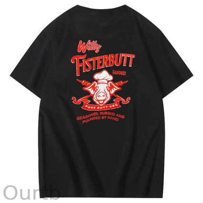 Willy Fisterbutt Pattern Printing Print Crew Neck T-Shirt