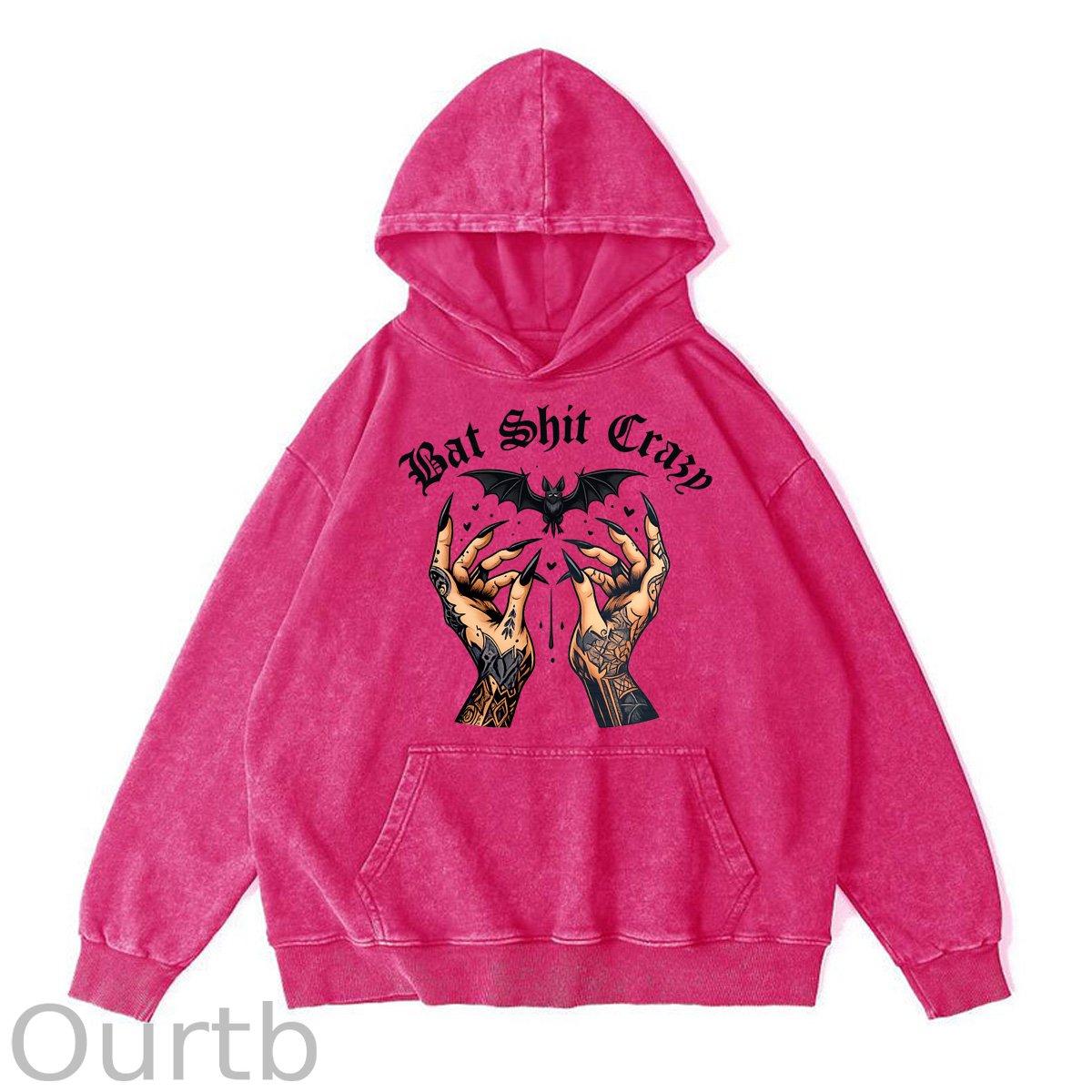 Bat Shit Crazy Pattern Washing And Aging Process 100% 300g Cotton Classic Hoodie