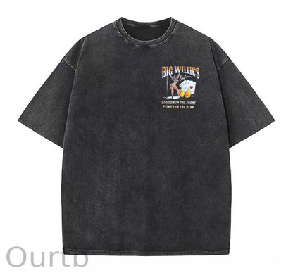 Big Willie's Washed And Distressed Craft Pint Pattern Crew Neck T-Shirt