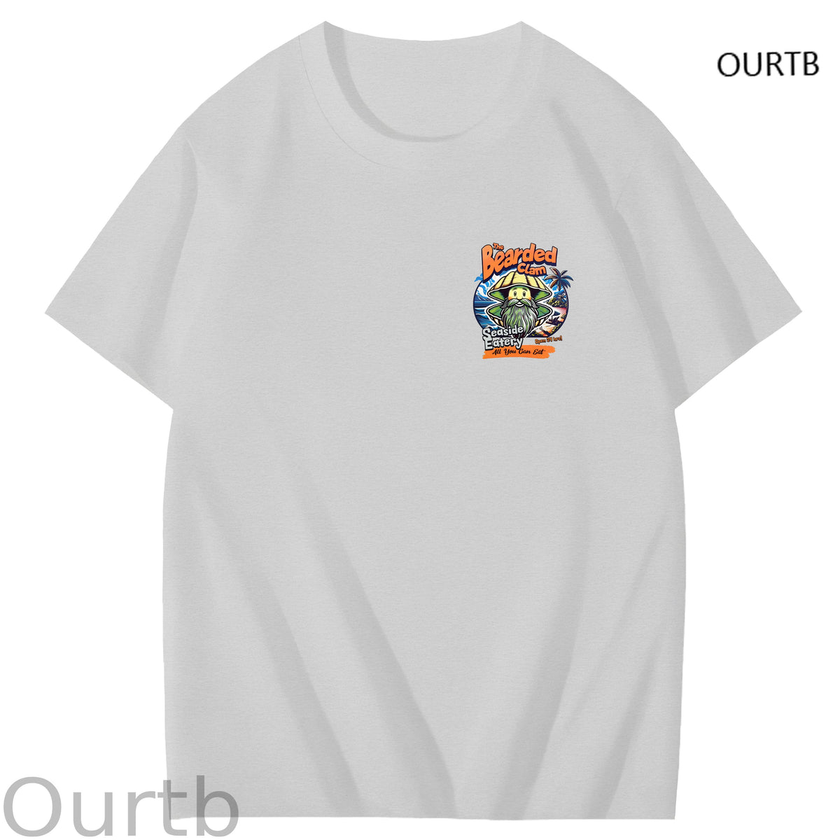 Bearded Calm Seaside Eatery Art Pattern Print T-Shirt