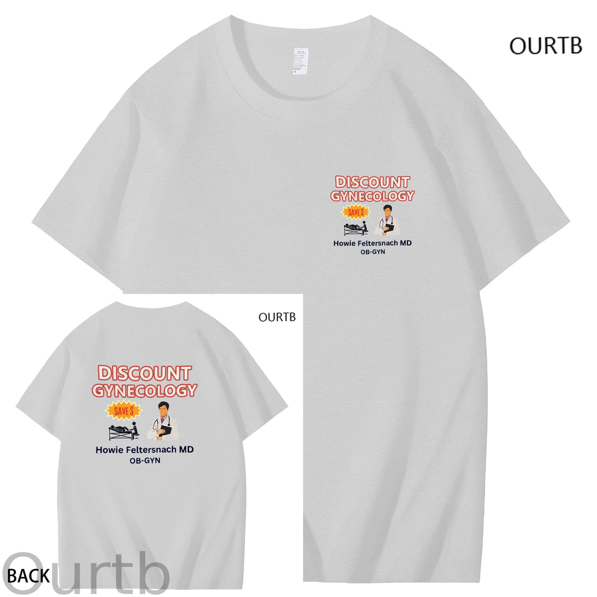 Discount Gynecology Howie Feltersnach MD OB-GYN Art Pattern Print T-Shirt