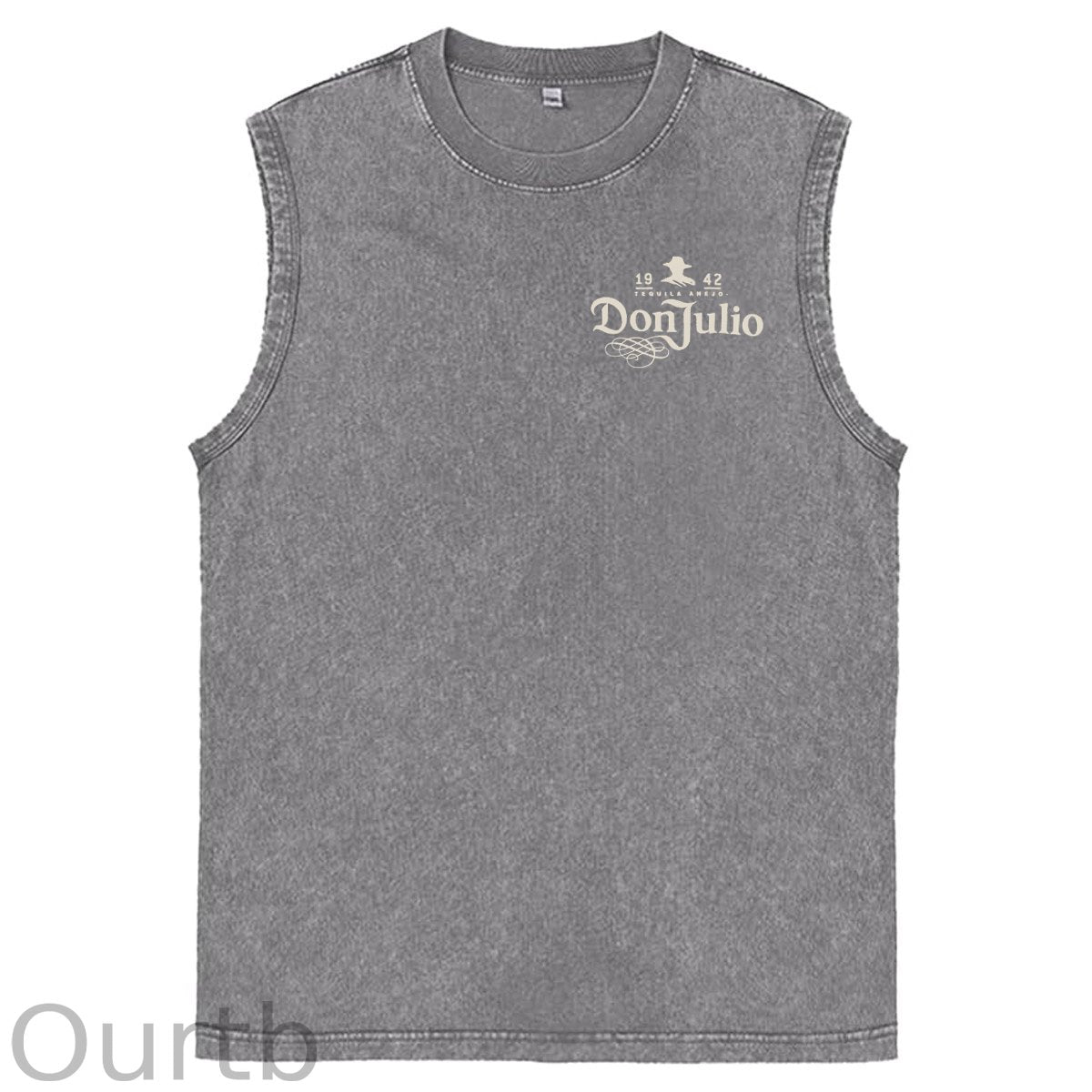 70th Anniversary Pattern Sleeveless Cotton Washed Printed Loose Vest