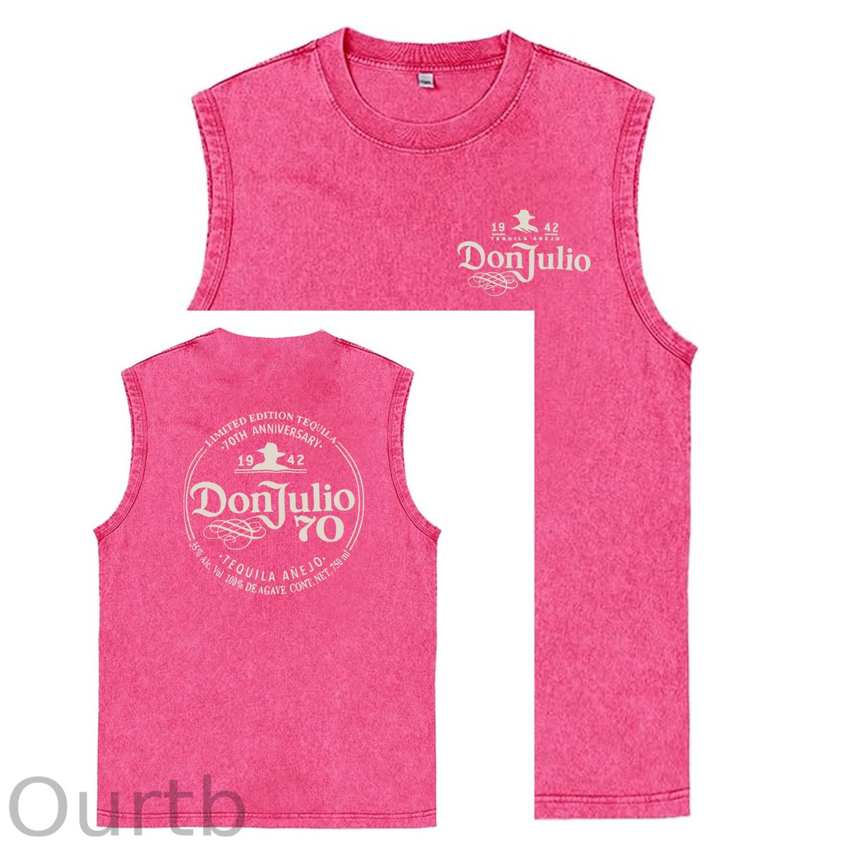 70th Anniversary Pattern Sleeveless Cotton Washed Printed Loose Vest