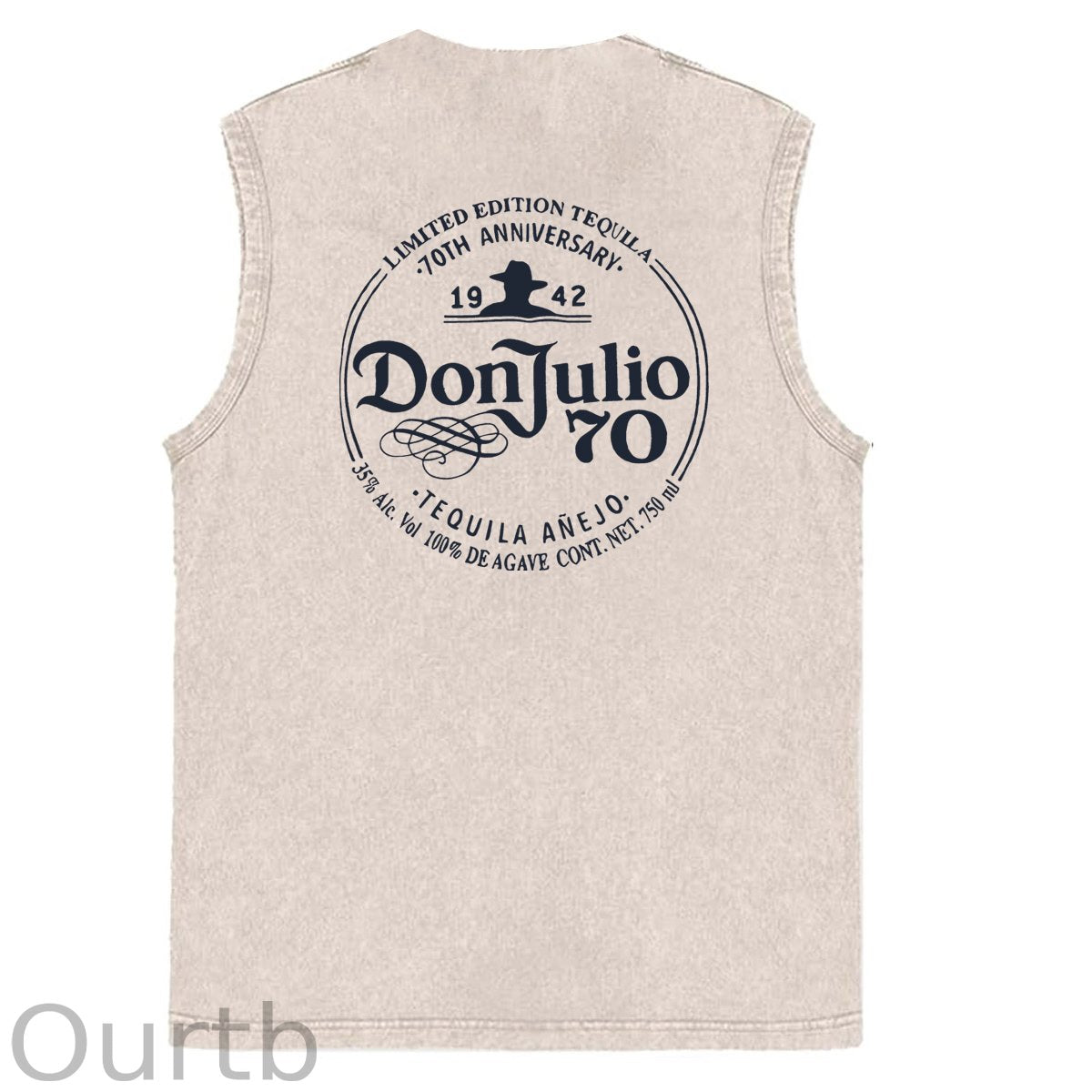 70th Anniversary Pattern Sleeveless Cotton Washed Printed Loose Vest