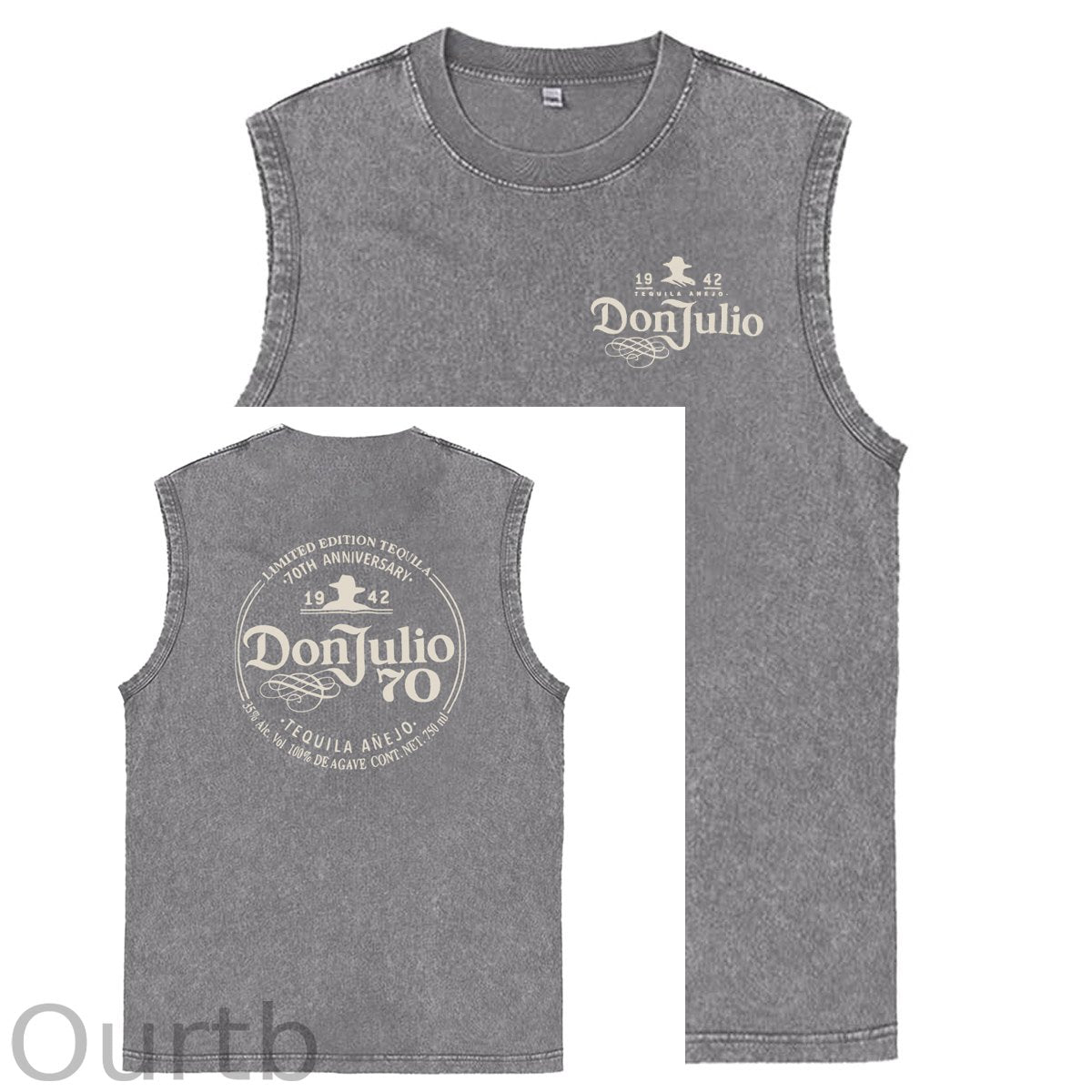 70th Anniversary Pattern Sleeveless Cotton Washed Printed Loose Vest