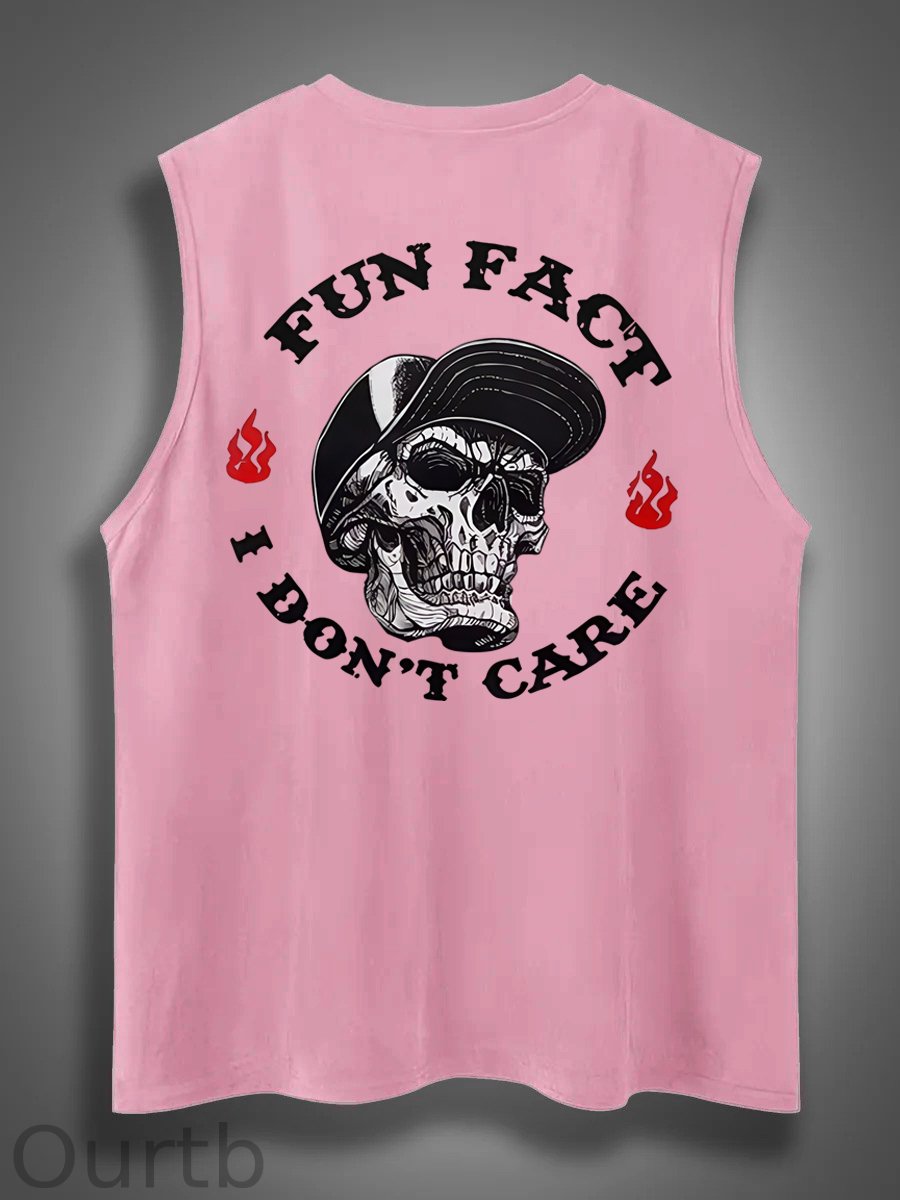 Fun Fact I Don't Care Print Cotton Sleeveless Tank Tops
