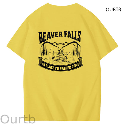 Beaver Falls No Place I'd Rather Come Funny Adoult Art Pattern Print T-Shirt