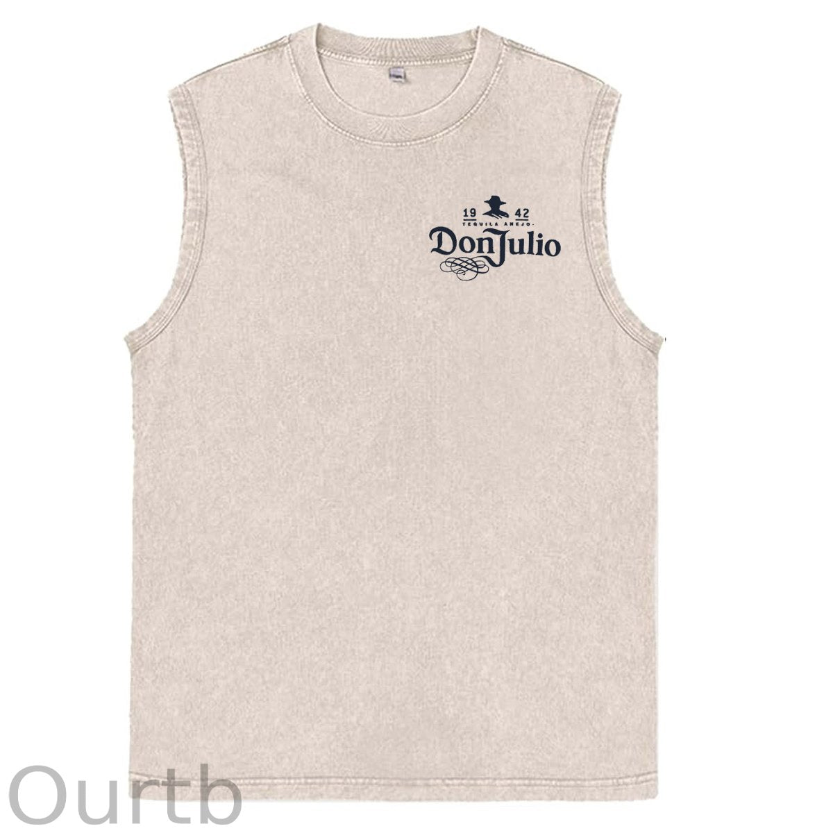 70th Anniversary Pattern Sleeveless Cotton Washed Printed Loose Vest